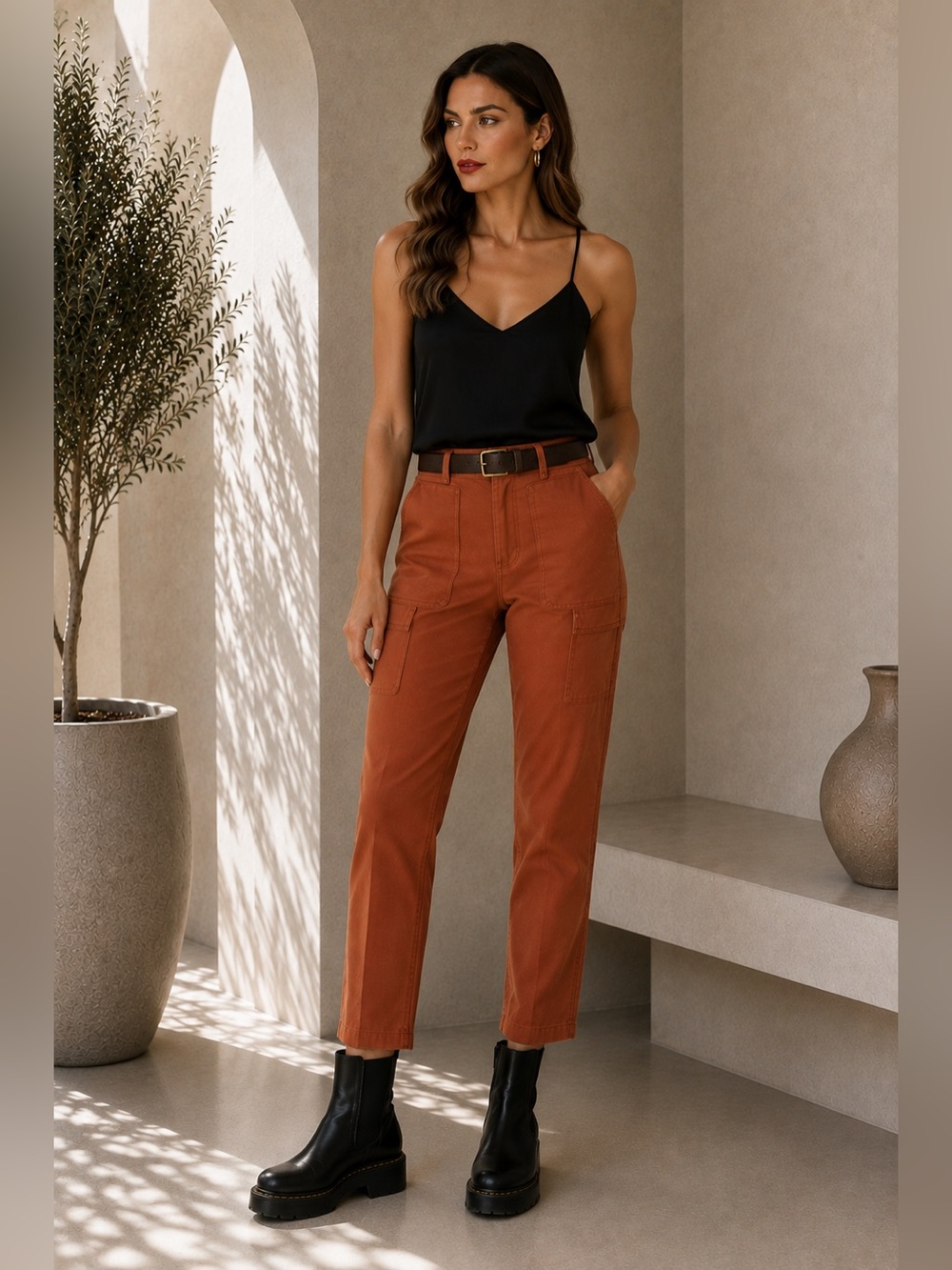 $75 NEW Derek Lam 10 Crosby Therese Solid Pocket Straight Leg Pants Sz 8